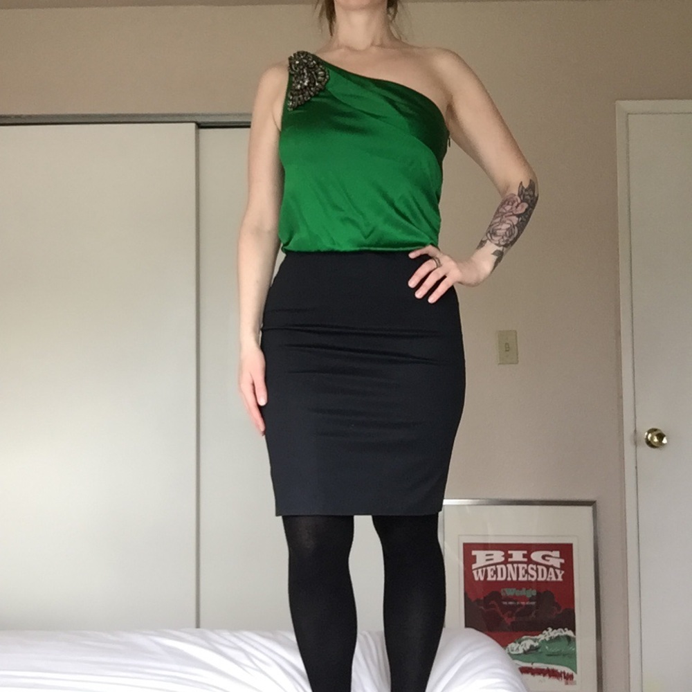 Karen Millen Cocktail Dress Green Black 6